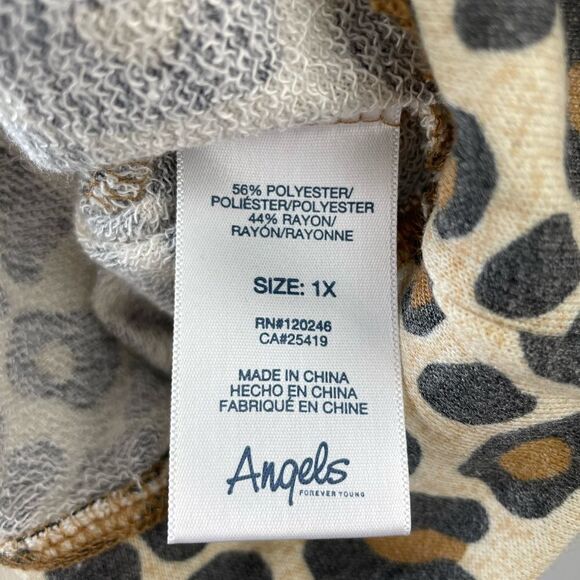 NWT Angels Forever Young Leopard Print Sweatshirt Size 1X - Picture 9 of 9